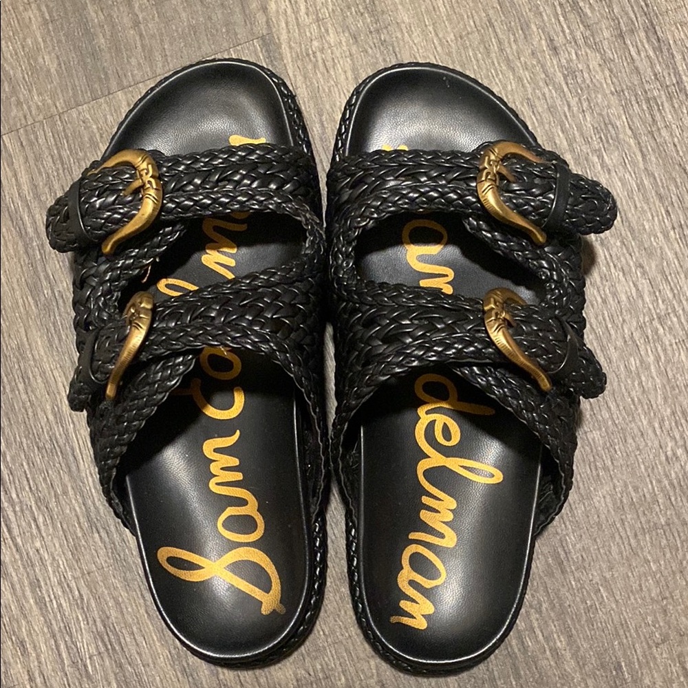 Sam Edelman Black Woven Buckle Sandals
